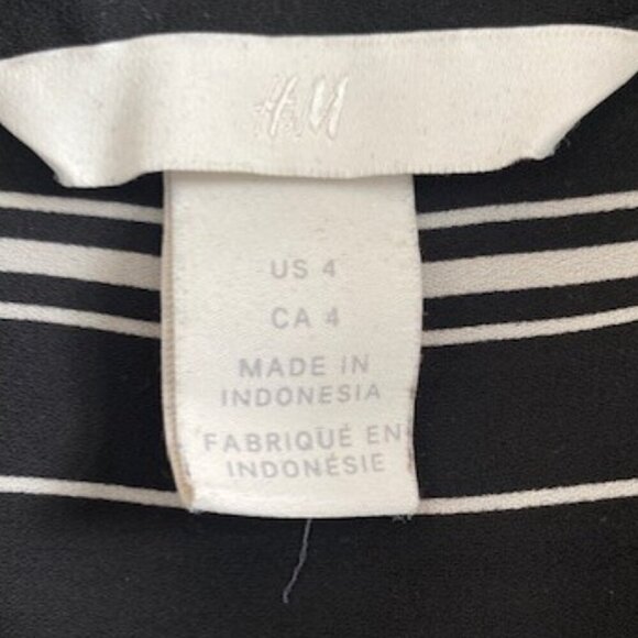 H&M Classic Black White Striped Button Down Shirt Blouse Sz 4 - Picture 11 of 12
